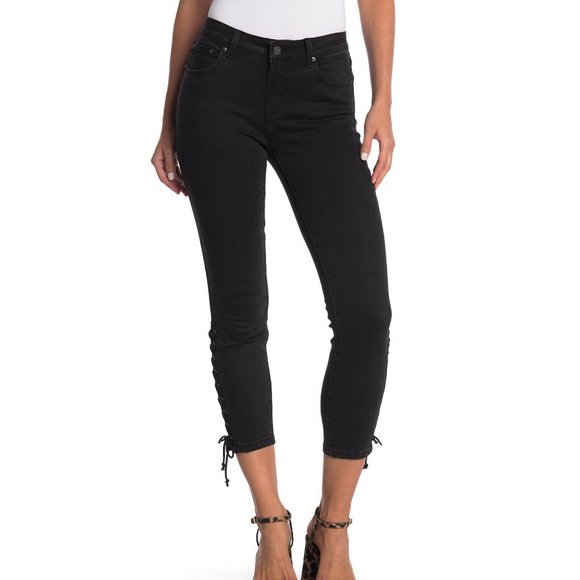 For The Republic Denim - For the Republic Lace-Up Detail Ankle Skinny Jeans